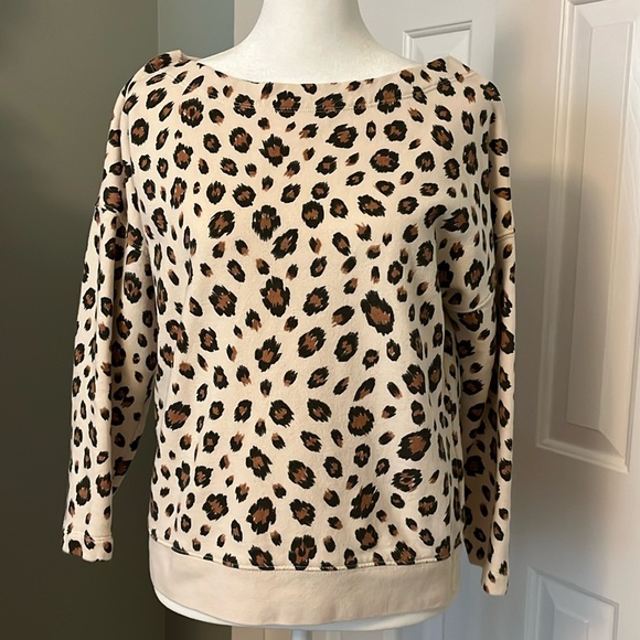 J.Crew Boatneck Leopard Sweatshirt - Picture 1 of 7